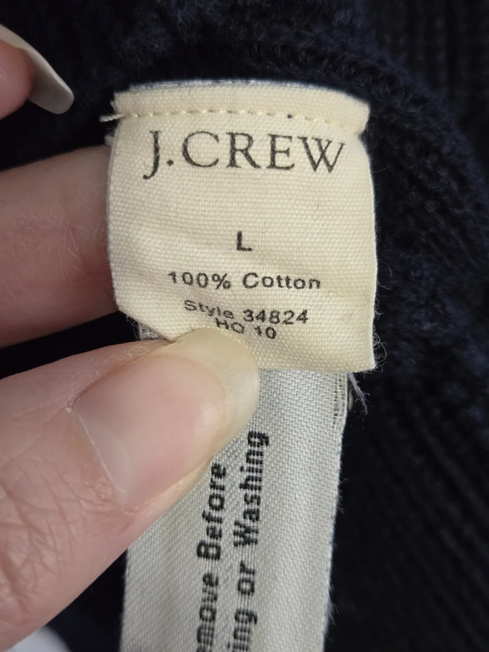 J.Crew‎ Men’s 100% Cotton Sweater Large Navy Quarter Zip Mock Neck Pullover